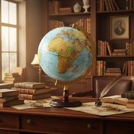 Skyglobe 12吋地形行政木質地球儀(中英文對照)(附燈)