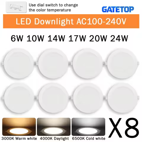 8PCS LED Downlight AC100-240V 3 CCT LED Ceiling Spot 6W 10W 14W 17W 20W 24W Recessed in Downlight Li
