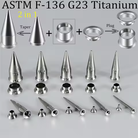 3PCS Unisex 2 in 1 Ear Taper G23 Titanium Screw Fit Inter Changeable Ear Tunnel Stretcher Expander E