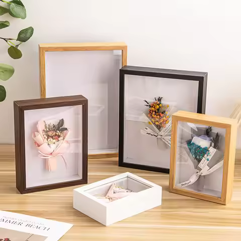 5CM DIY Handmade Acrylic Photo Frame - 8/10 Inch & A4 Size 3D Hollow Dried Flower Rose Decor for Tab