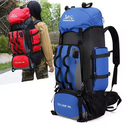 90L Waterproof Hiking Trekking Bag Backpack Rucksack Large Capacity Travel Bagpack Outdoor Sports Ba