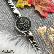 [Original] Alba AT3E99X Elegance Women's Watch with Black Dial Silver Stainless Steel | Official War