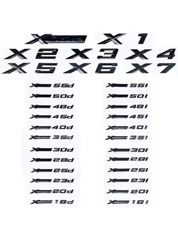 3D ABS Glossy Black XDrive Alphanumeric Emblem Sticker for BMW X1 X2 X3 X4 X5 X6 X7 & GT - 18i 20i 2