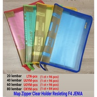 Clear Holder Map Holder dilengkapi Resleting warna transparan size up to folio