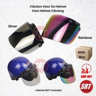 New SRT Motor Helmet VISOR 3 Button - Visor 3 Butang Helmet - Rainbow Silver Colour - 头盔镜片 - Ready Stock