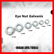 EYE NUT GALVANIS M6 8 10 12 16 20 mm - Mata Baut Galvanized Putih Lifting Eyenut