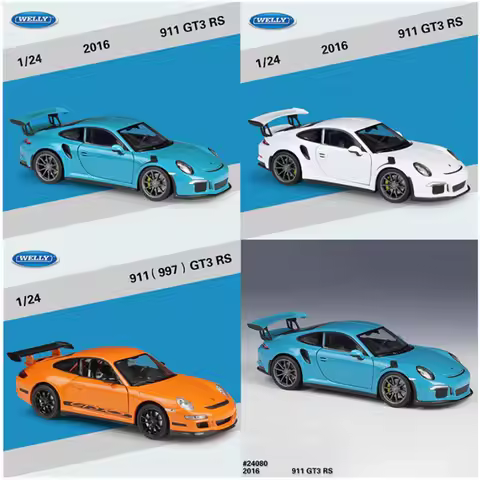 WELLY 1:24 911 GT3 RS Alloy Sports Car Model Static Collection Decorated Holiday Gifts Toys