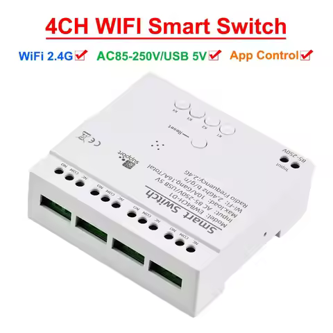 AC85-250V USB 5V Newest EWelink EWB4CH-D1 WIFI Switch Smart Receiver on Off Remote Control Switch Dr