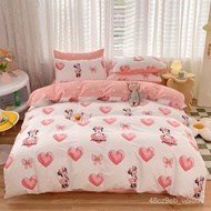 LP-6 akemi bedsheet set🎄Disney/Disney Cotton Four-Piece Set Full-Cotton Fitted Sheet Bed Skirt Kit Student Dormitory Thr