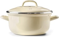 BK Indigo Dutch Round Enamelled Cooking Pot with Lid, 24 cm / 4.2 L, Induction, Oven-Safe, Dishwasher Safe, Cream