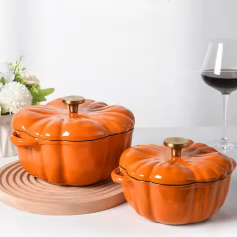 Enamel Cast Iron Dutch Oven Multifunctional Stew Pot for Home Kitchen Induction Stove Compatible Ena