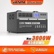 VANPA 3000W Portable Power Station 4x AC 220V Output 4580Wh Large Capacity Battery For Camping Outdo