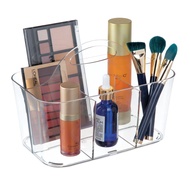 mDesign Plastic Makeup Storage Organizer Caddy Tote, Divided Basket Bin, Handle for Bathroom, Holds 