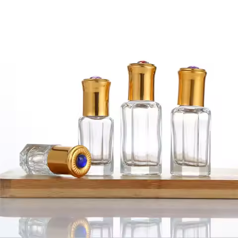 10/50/100pcs 3ml 6ml 9ml 12ml Octagonal Glass Essential Oil Rollon Refillable Botlte Essential Oils 