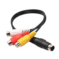4 Pin S-Video To 3 RCA Cable Audio Video Adapter 28 Cm/11 Inch Audio Video Composite Extension Cable