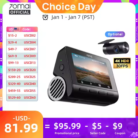 70mai Dash Cam 4K A800SE UHD Support Dual-Channel 24H Parking HDR Supercapacitor Wifi 6 Voice Contro