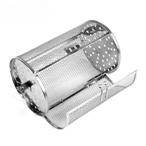 Stainless Steel Oven Rotating Grill Cage Nuts Coffee Beans Baking Basket for Barbecue Air Fryer Roti