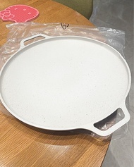 麥飯石 不粘陶瓷塗層 烤肉盤 米白色 金箔 電磁爐