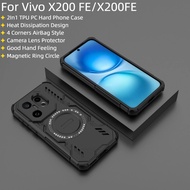 For Vivo X200 FE X200FE Case Heat Dissipation 2In1 TPU PC Hard Magnetic AirBag Phone Cover Casing Fo
