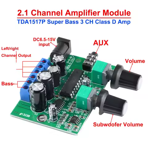 TDA1517P 2.1 Super Bass Mini Micro 3 CH Power Amplifier Board 6W+6W+25W HIFI Class D Digital Power A