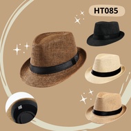 HT085 - PREMIUM IMPORTED PLAIN STRAW ADULT MEN'S FEDORA HAT