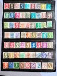 不同時期的英國女皇頭郵票一版。