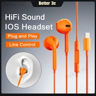 For IOS15/16/17 Type C Wired Headphone Plug and Play Lossless Sound Quality Earphone Line Control He