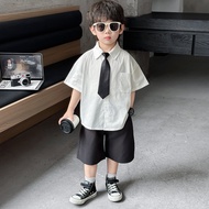 Boy Summer Dress Shirts Performance Wear White