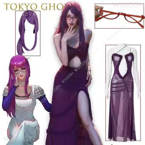 ‌Rize Kamishiro Cosplay Purple Dress In Stock Anime Tok yoGh oul Game Costume Character Outfit‌ Doub