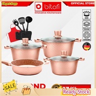MuirghealAbla_shopHomeChef BITOFI GERMANY Cookware Set Non-Stick Granite Cooking Pot Frying Pan Kitc