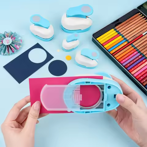 Circle Paper Hole Puncher Cutter Tool Set 0.3"/0.6"/1"/1.5"/2"/3" Lever Action Craft Punches for Pap