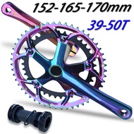 Road Bike Hollow Integrated Chainring39t50T Folding Bike Crank130BCD Electroplated Colorful152mm170m