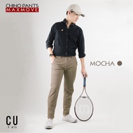 กางเกง ชิโน่ 🎈ขายาว (ผ้ายืดดด)🎈 Chino pants รุ่น Max-Move ทรง Slim fit + Supersoft : CU PANTS