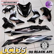 Lc135 cover set with sticker Black Flames (2) Hitam Api Lc135 V1 "GP RACING"