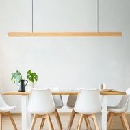 北歐風簡約現代長條LED實木吊燈松木原木辦公室書房家用燈具