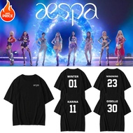 Kpop Tshirt S~5XL AESPA shirt with Karina Winter Giselle NingNing printed Cotton Women Men Tshirt