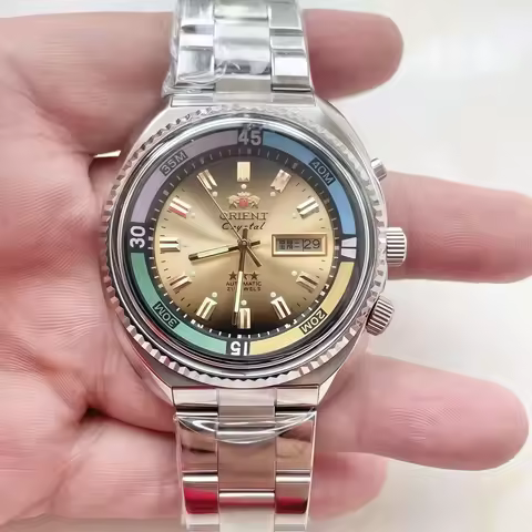 Orient Crystal Automatic Watch (Red Dial) – 21 Jewels Water Resistant Stainless Steel Band