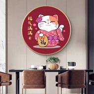 DIY Full Diamond 5D Painting Rubiks Cube Round Handmade Lucky Cat Sticker Living Room Bedroom Decora