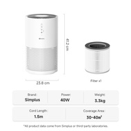 Simplus Air Purifier丨330m³/h CADR丨APP丨35dB Ultra-Quiet丨Removes Dust Smell Pet Dander丨OxyCare-A4