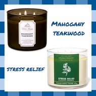✅ MAHOGANY TEAKWOOD/ Stress Relief Bath & Body Works 3 Wick Scented Candle 411g
