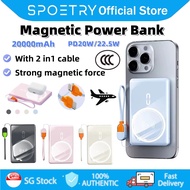 【SPOETRY】3C 20000mAh Magnetic Power Bank Built-in line Ultra-Slim Magnetic Wireless Charging Power B