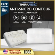【𝐖𝐢𝐭𝐡 𝐂𝐨𝐨𝐥 𝐒𝐢𝐥𝐤 𝐂𝐨𝐯𝐞𝐫】Therapedic Anti-Snore Latex Pillow + Contour Latex Pillow - Couples Pillow