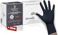 EnSure Low Derma Gray Black Powder Free Nitrile Exam Gloves, Extended Cuff