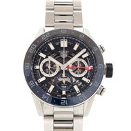 成色極佳 TAG Heuer Carrera Calibre Heuer 02 CBG2A1Z 計時GMT兩地時腕錶 黑色錶盤 不鏽鋼自動上鍊鏤空腕錶 1211 [二手] TAG HEUER