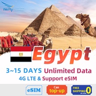 Wefly Egypt Sim Card 3-15 Days Unlimited Data 4G High speed Support eSIM for travel