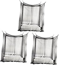 Luxshiny Bed Netting 3pcs 4 Bedroom Net 4 Corner Post Mosquito Net White Bed Comforter Net for Bed Black Single Beds Canopy Bed Curtains Single Bed Topper Bed Canopy Open The Door Bed Net