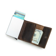 ติดต่อของCrazy Horseหนังกระเป๋าสตางค์สำหรับชายอัตโนมัติPop Upกล่องบัตรประชาชนขนาดเล็กกระเป๋าใส่เหรีย