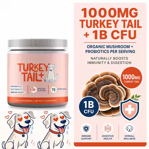 Dog Probiotic Soft Granules with Turkey Tail Mushroom&Vitamin Bacon Flavor Digestive Supplement Gut 