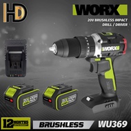 WORX 20V WU369 Cordless Impact Hammer Drill / 13MM Hammer Drill / Brushless Motor / 100% Original Wo