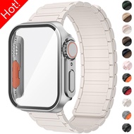 Silicone Strap+Case Magnetic Band Bracelet for Apple Watch 45mm 44mm 40mm 41mm IWatch Series 9 8 7 6 5 4 SE 2